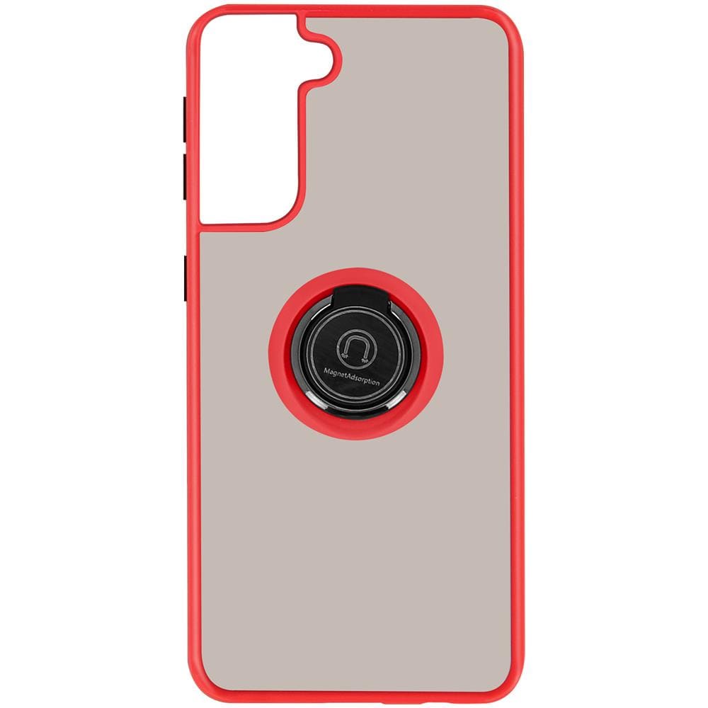 Cover Samsung Galaxy S21 Anello In Metallo Funzione Supporto Rosso - Foto 1