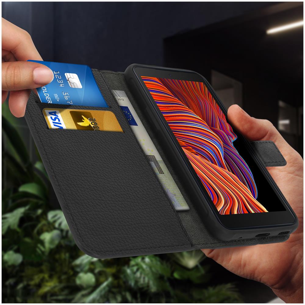 Custodia Samsung Galaxy Xcover 5 Portacarte Supporto Chiusura Magnetica Nero - Foto 5