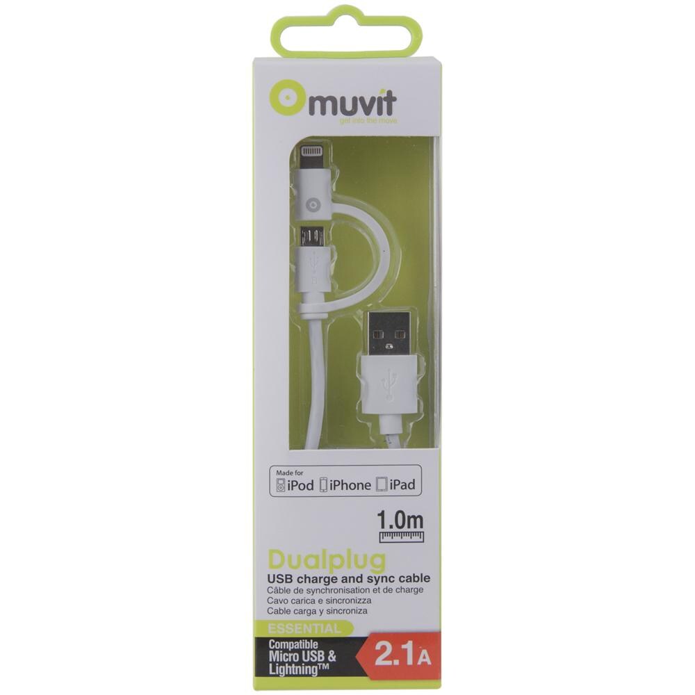 MUUSC0120, USB A, Micro-USB B / Lightning, Maschio / maschio, Dritto, Dritto, Bianco - Foto 2