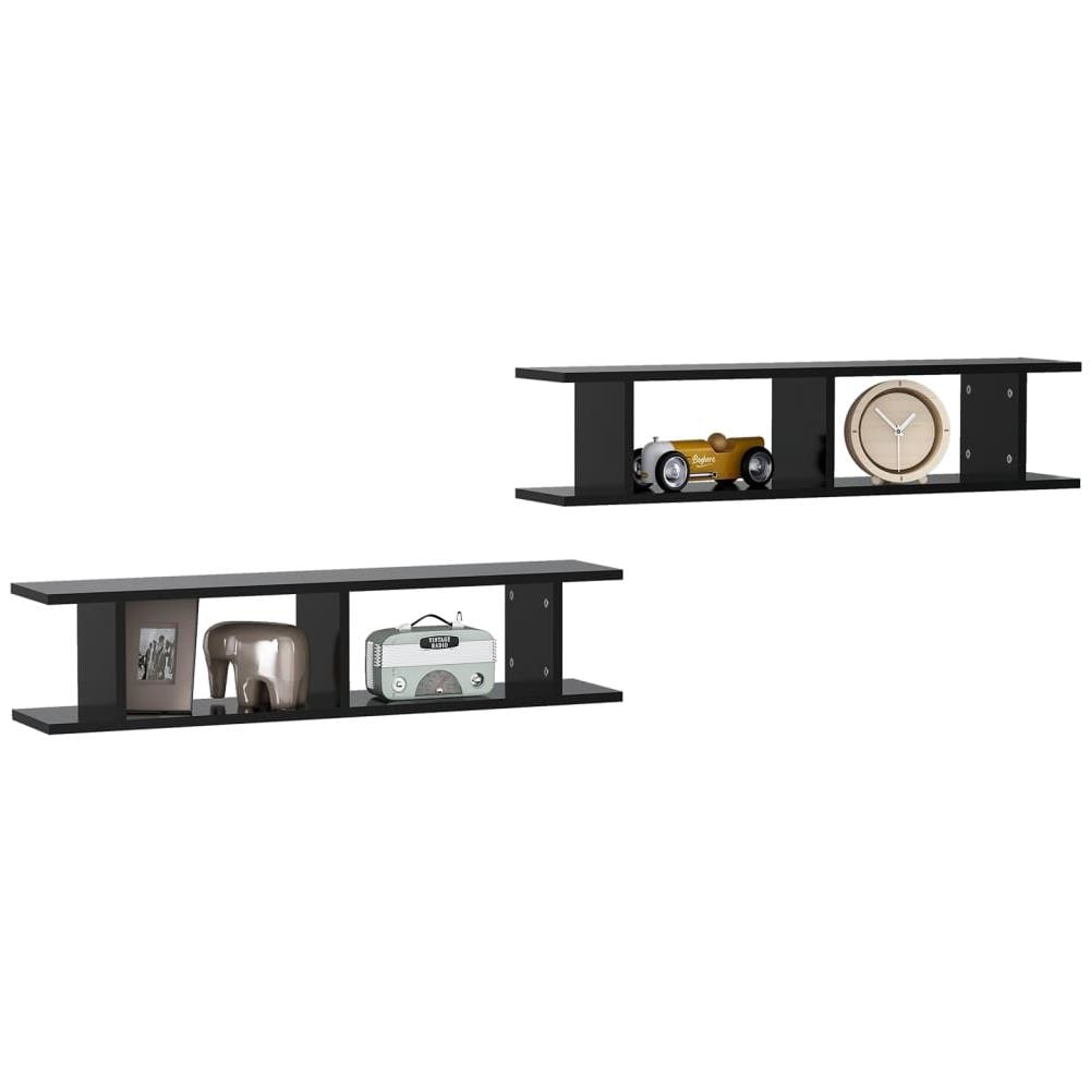Mensole a Parete 2 pz Nere 90x18x20 cm in Legno Multistrato - Foto 3