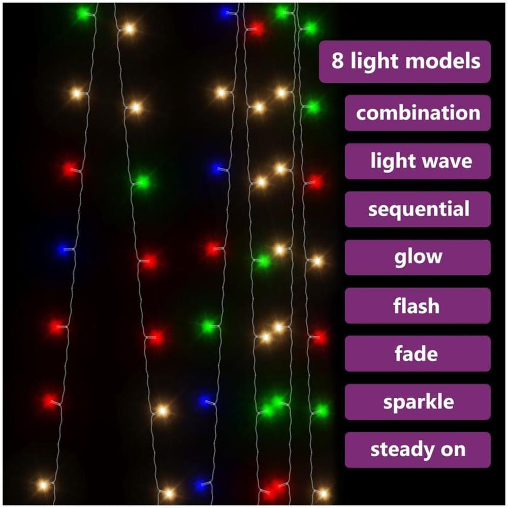 Tenda Luci a Ghiaccioli 3x3m 300 LED Colorati 8 Funzioni - Foto 3