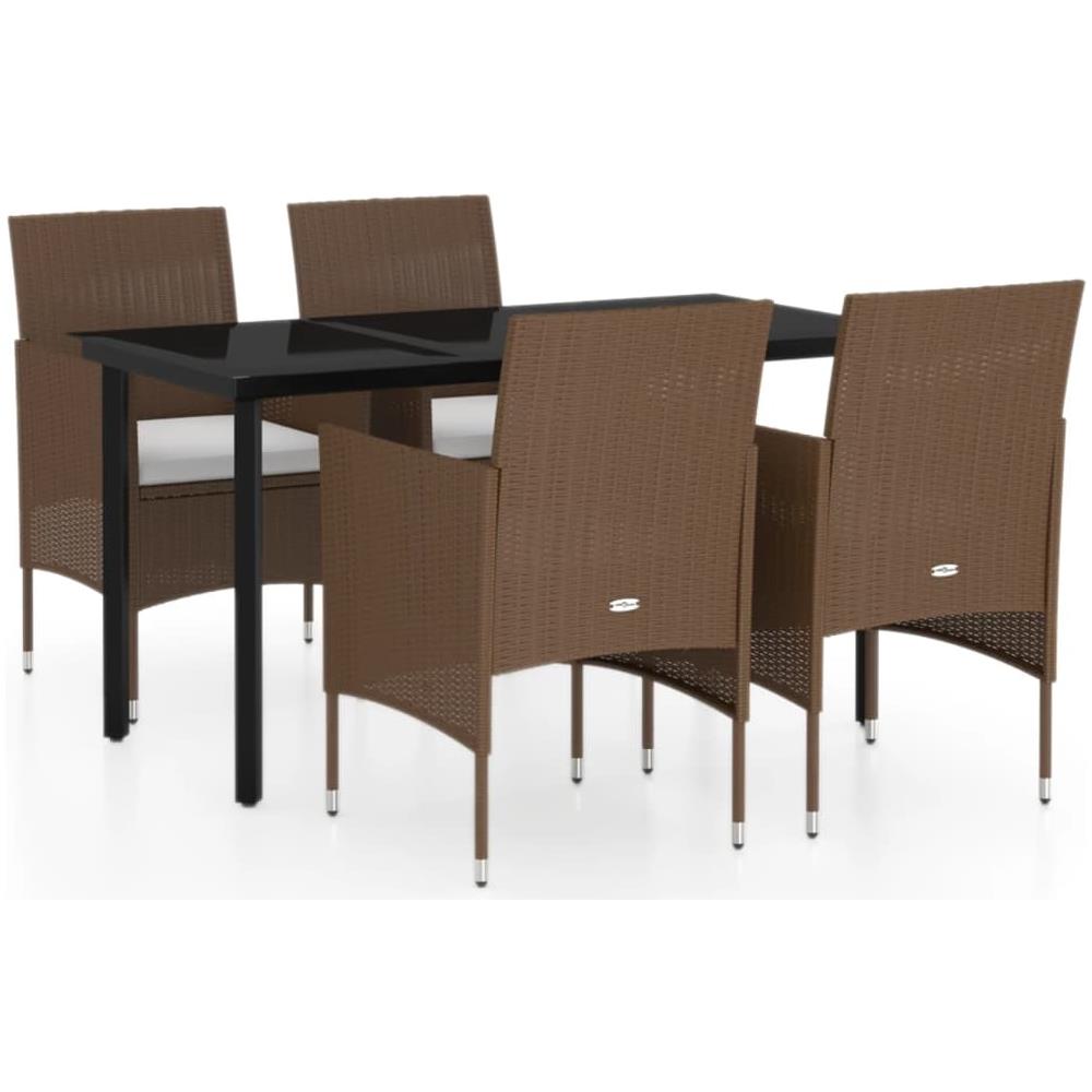 Set Da Pranzo Per Giardino 5 Pz Con Cuscini Marrone E Nero - Foto 2