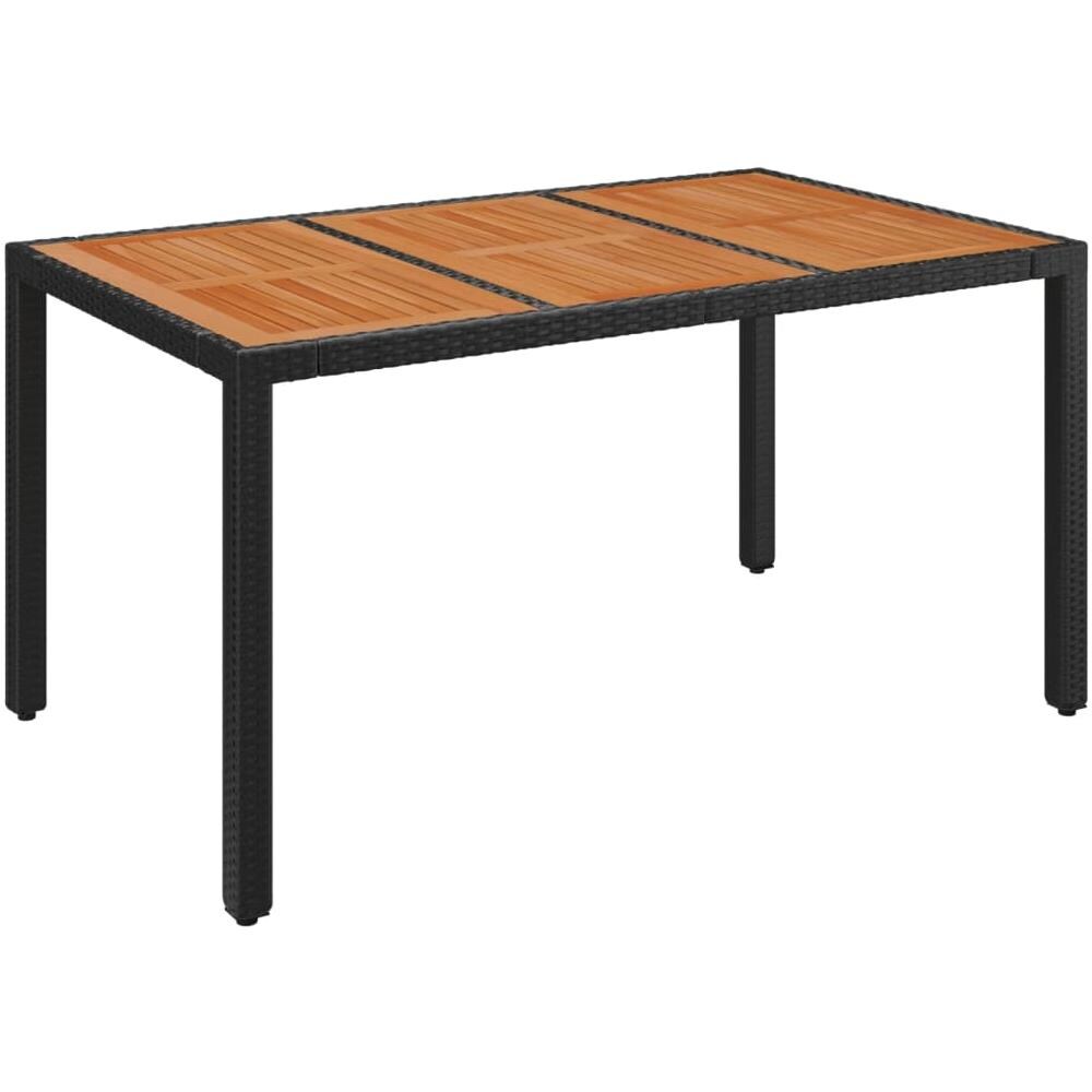 Tavolo Da Giardino Piano In Legno Nero 150x90x75 Cm Polyrattan - Foto 2