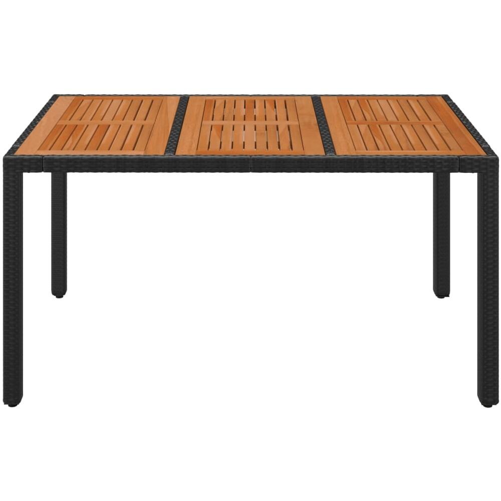 Tavolo Da Giardino Piano In Legno Nero 150x90x75 Cm Polyrattan - Foto 3