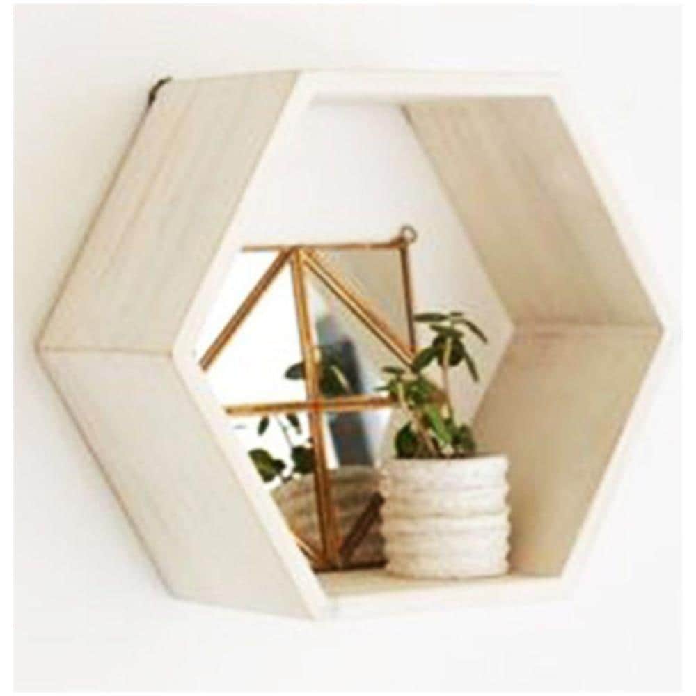 2 Blocchi Di 3 Scaffale Esagonali In Legno 30-40 Cm - Foto 1
