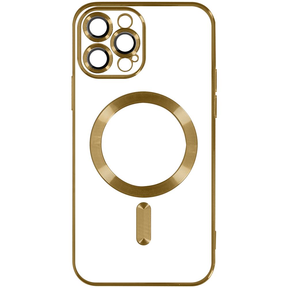 Cover Magsafe Per Iphone 13 Pro Max Silicone Protezione Camera Bordo Cromato Oro - Foto 1