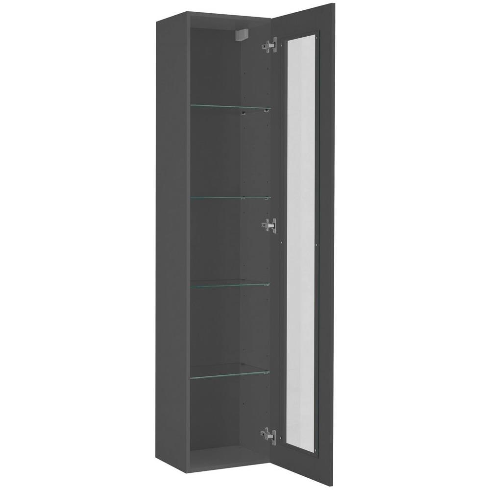 Vetrina Vladimiro, Credenza A 1 Anta Con Ripiani In Vetro, Mobile Da Soggiorno Multiuso, 100% Made In Italy, Cm 40x30h180, Antracite - Foto 2
