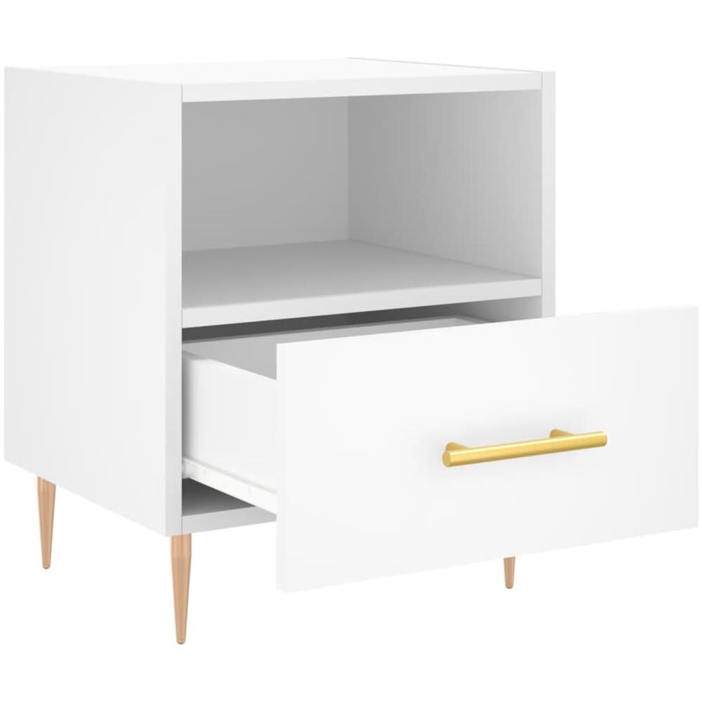 Comodino Bianco 40x35x47,5 Cm In Legno Multistrato - Foto 3