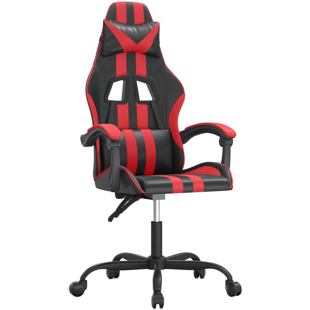 Sedia da Gaming Girevole Nera e Rossa in Similpelle - Foto 1