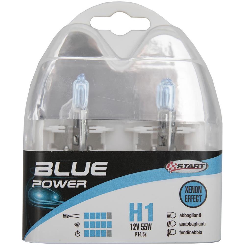 H1 Blue Power Coppia Di Lampadine Xenon Per Luci Auto 12v 55w P14,5s - Foto 1