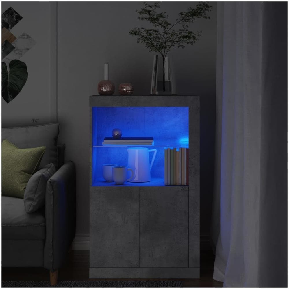 Armadietto Con Luci Led Grigio Cemento In Legno Multistrato - Foto 1