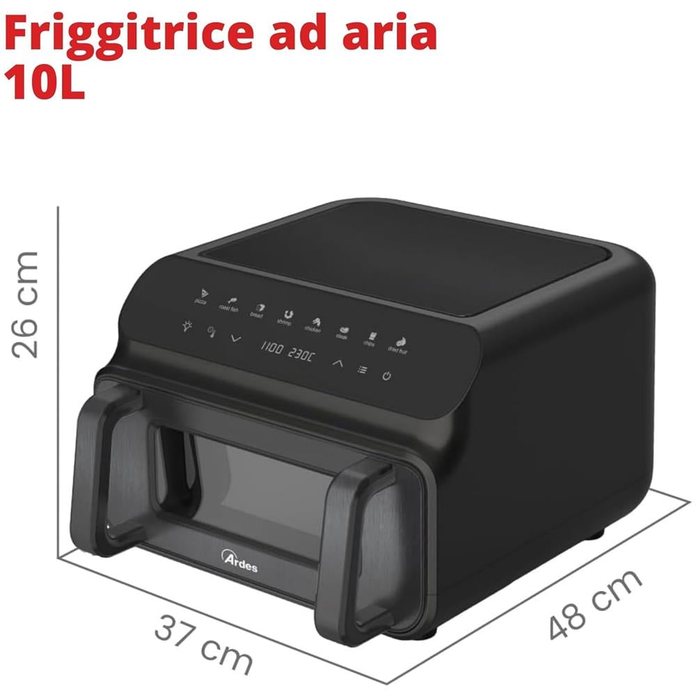 Friggitrice ad Aria ARFRYA09GP Capacità 10 L 2000 W Colore Nero - Foto 2