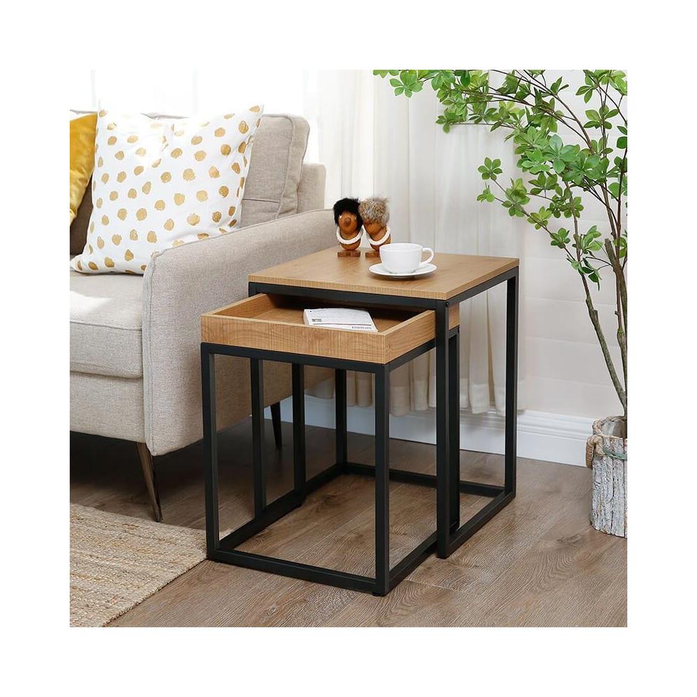 Tavolino da caffè Valora 2 pezzi in stile industriale per soggiorno x2 - Foto 2