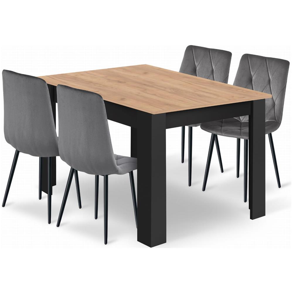 Tavolo da lavoro NP 120x80 con 4 sedie TYRA grigie - Foto 1