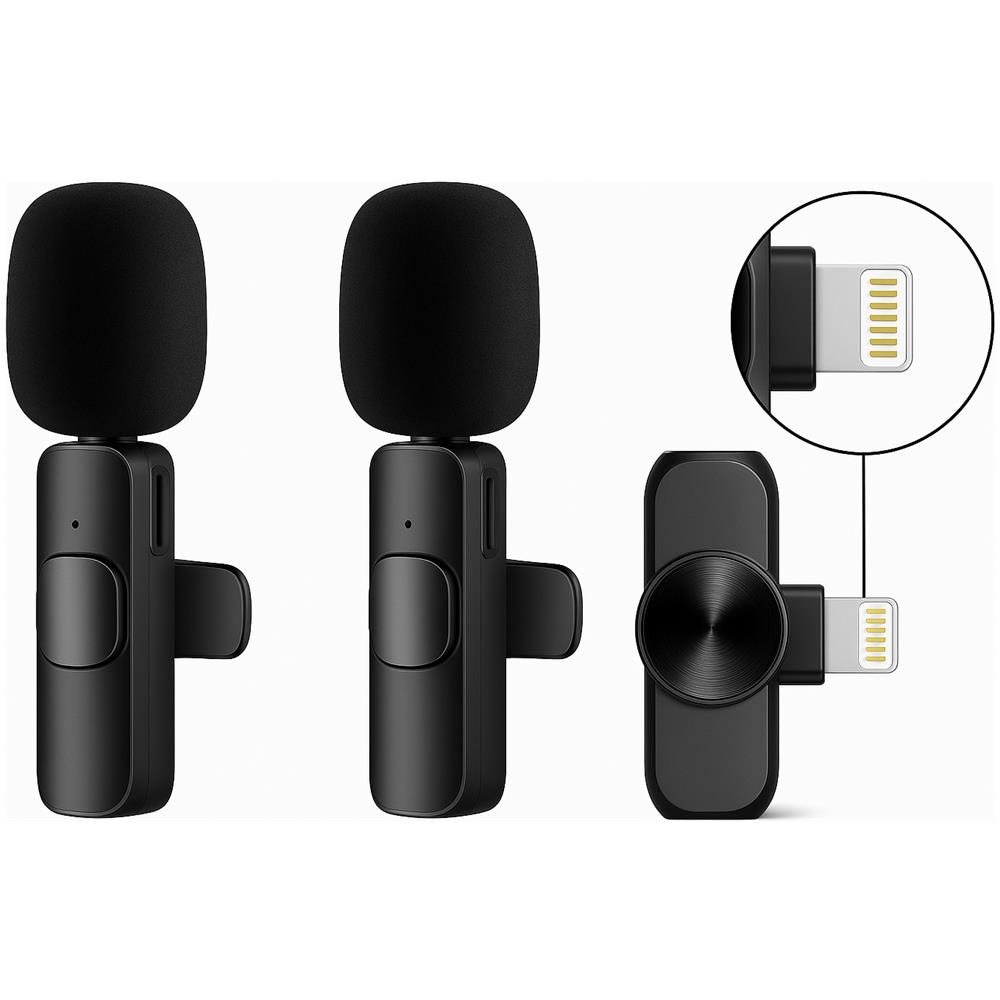 Microfono Lavalier Wireless per iPhone Kit 2 Trasmettitori + 1 Ricevitore Plug & Play 2.4 GHz Audio Professionale per Vlog e Video Social - Foto 1