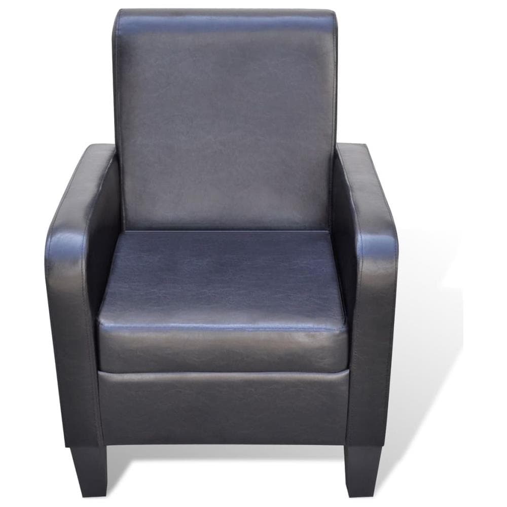 Poltrona Moderna Imbottita In Pelle Artificiale Nera - Foto 2