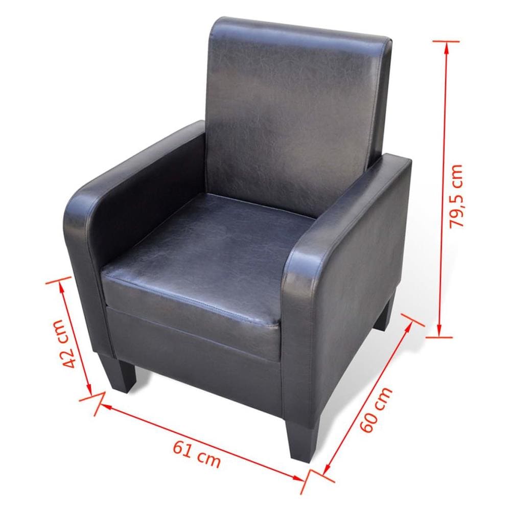 Poltrona Moderna Imbottita In Pelle Artificiale Nera - Foto 10