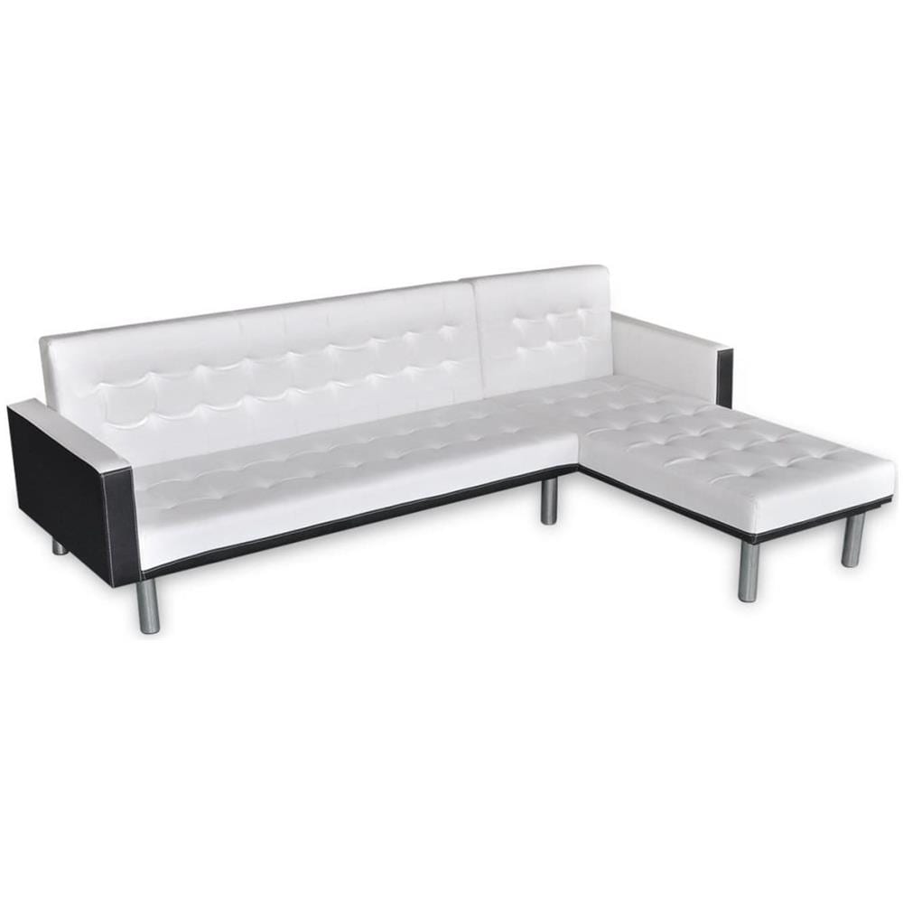 Divano Letto A L In Finta Pelle Bianco - Foto 2