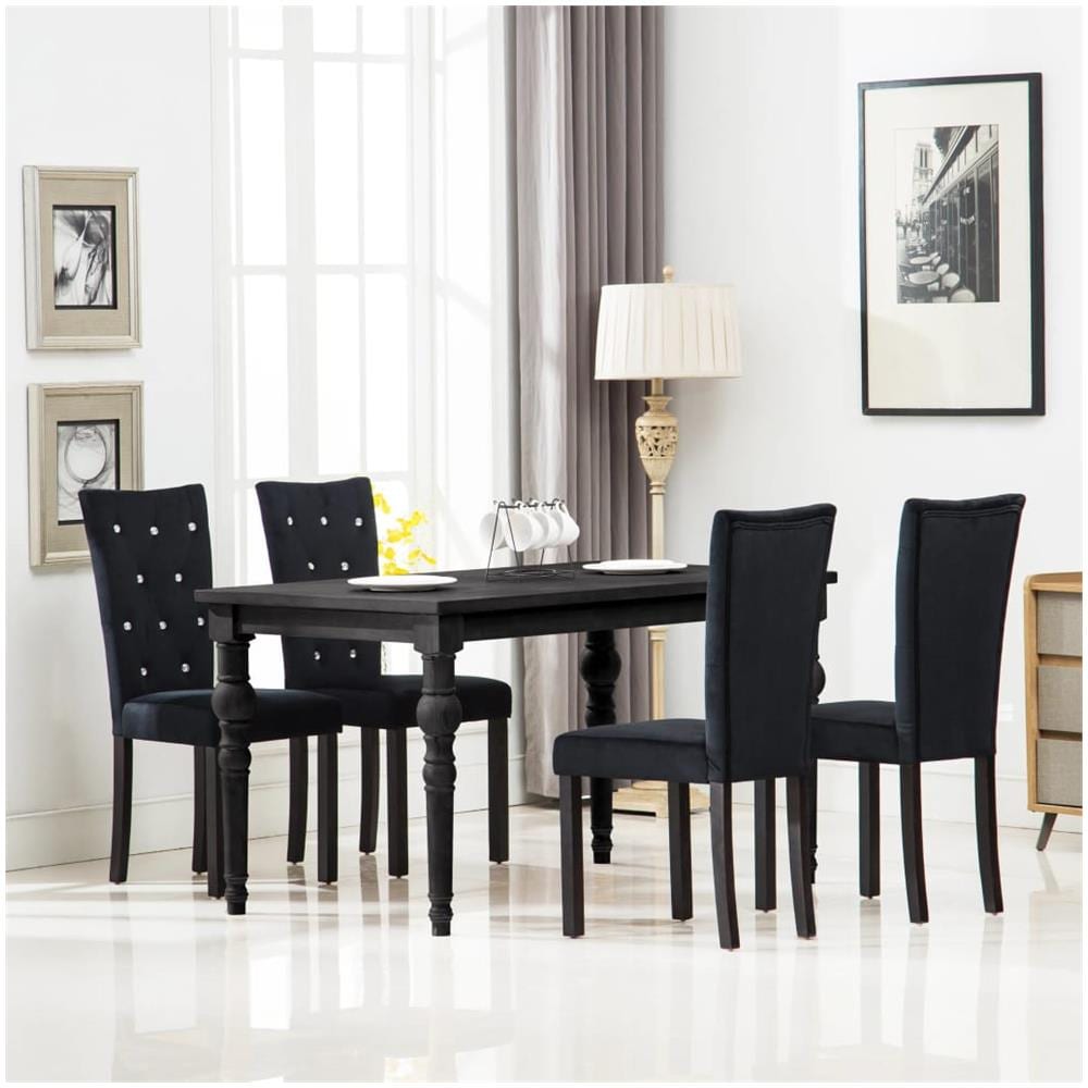 Sedie Per Sala Da Pranzo 4 Pz In Velluto Nero - Foto 1