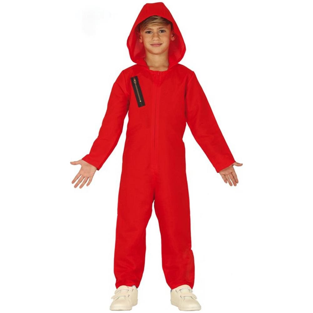 Costume Tuta Rossa Da Ladro Per Bambino - Taglia: 5-6 Anni (110-115 Cm)  - Foto 1