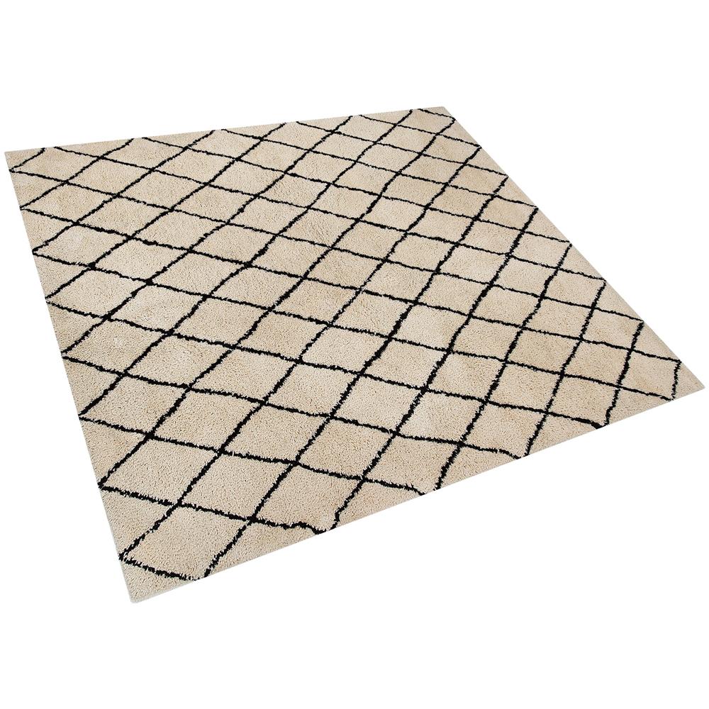 Tappeto Shaggy Beige-nero 200 X 200 Cm Midyat - Foto 9
