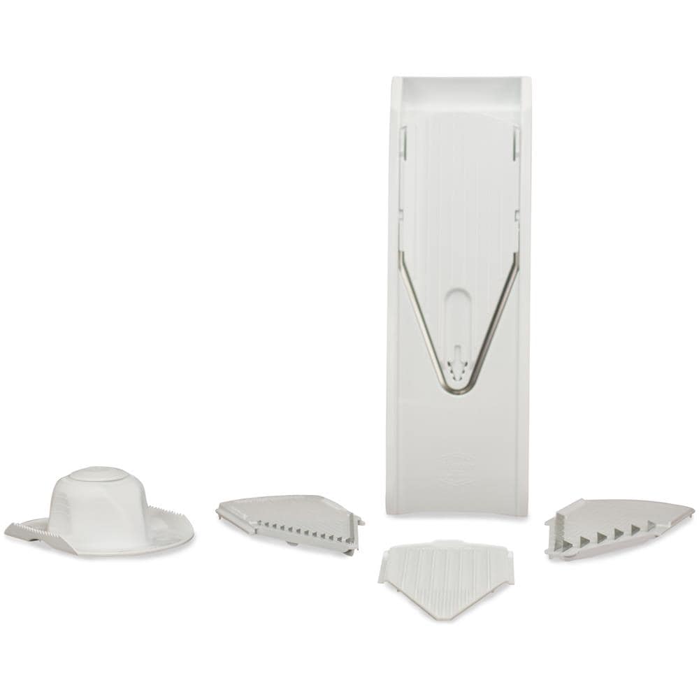 V1 set per affettare verdure affettatrice arancione, affettatrice di patate affettatrice di cetrioli affettatrice di verdure grattugia da cucina affettatrice di patatine fritte affettatrice di frutta | bianco - Foto 1