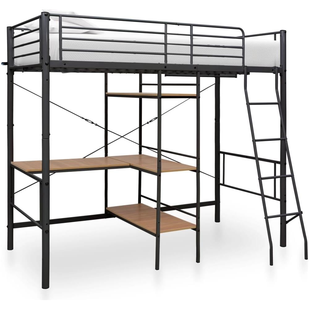 Letto A Castello Con Tavolino Grigio In Metallo 90x200 Cm - Foto 1