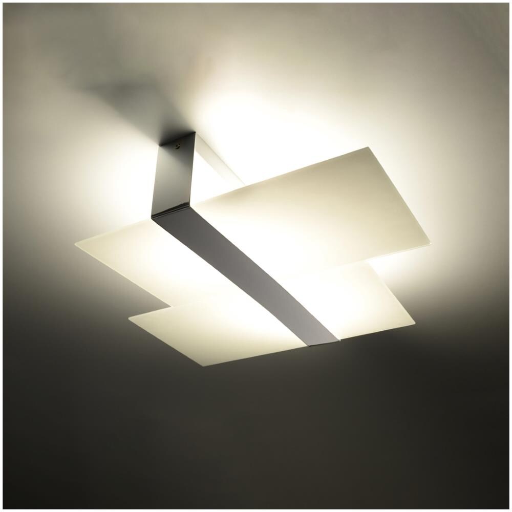 Novità! Plafoniera Cromo Per Salotto E Corridoio - Metallo E Vetro - Sollux Massimo Sl. 0188 Lampada Da Soffitto Quadrata, Stile Classico, A 2 Luci Led E-27 *** Lampade - I Prezzi Più Bassi Su Amazon! - Foto 13
