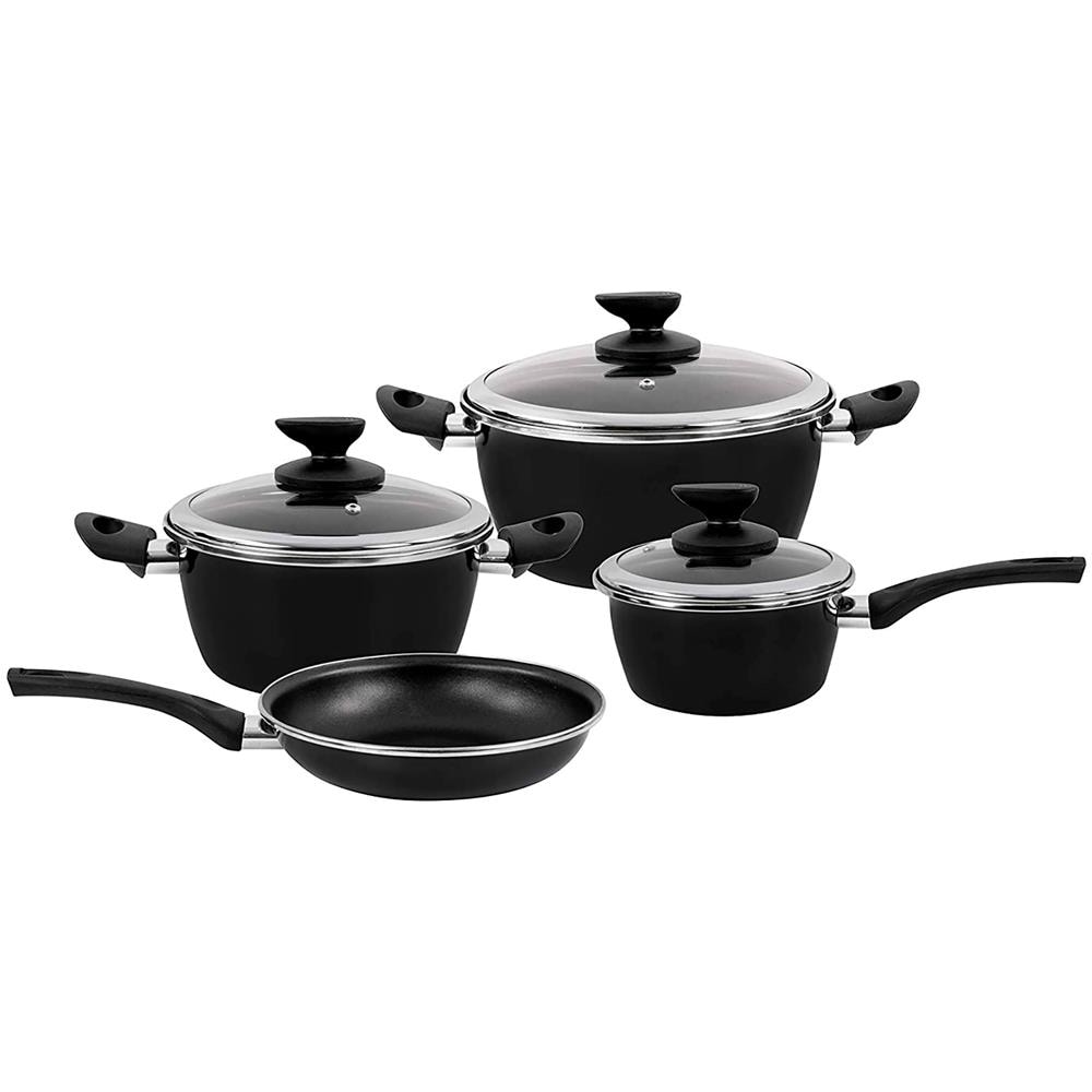 Fit Batteria Da Cucina Induzione 7 Pezzi Set Pentole Antiaderente Coperchi Di Vetro - Foto 1