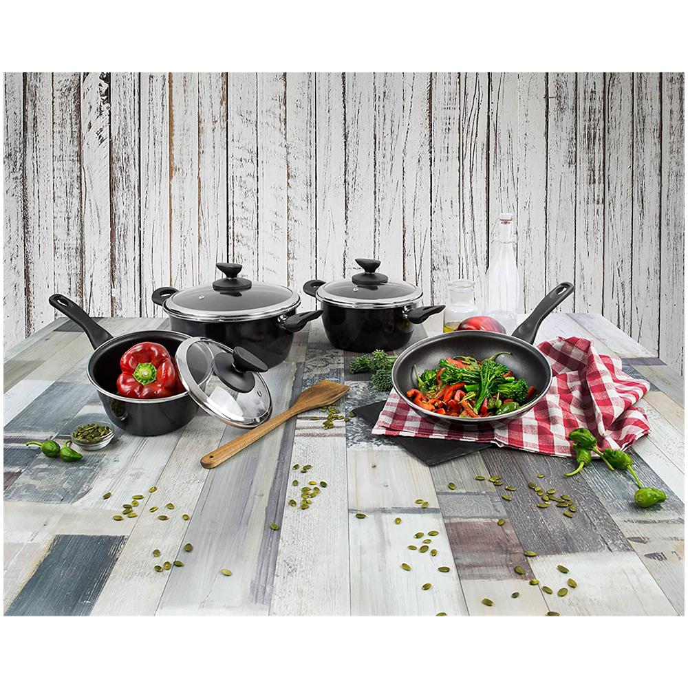 Fit Batteria Da Cucina Induzione 7 Pezzi Set Pentole Antiaderente Coperchi Di Vetro - Foto 6