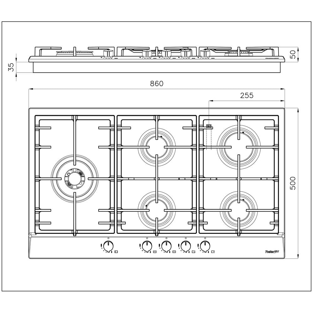 Piano Cottura 7016 032 a Gas 5 Fuochi Gas Colore Inox Spazzolato - Foto 3