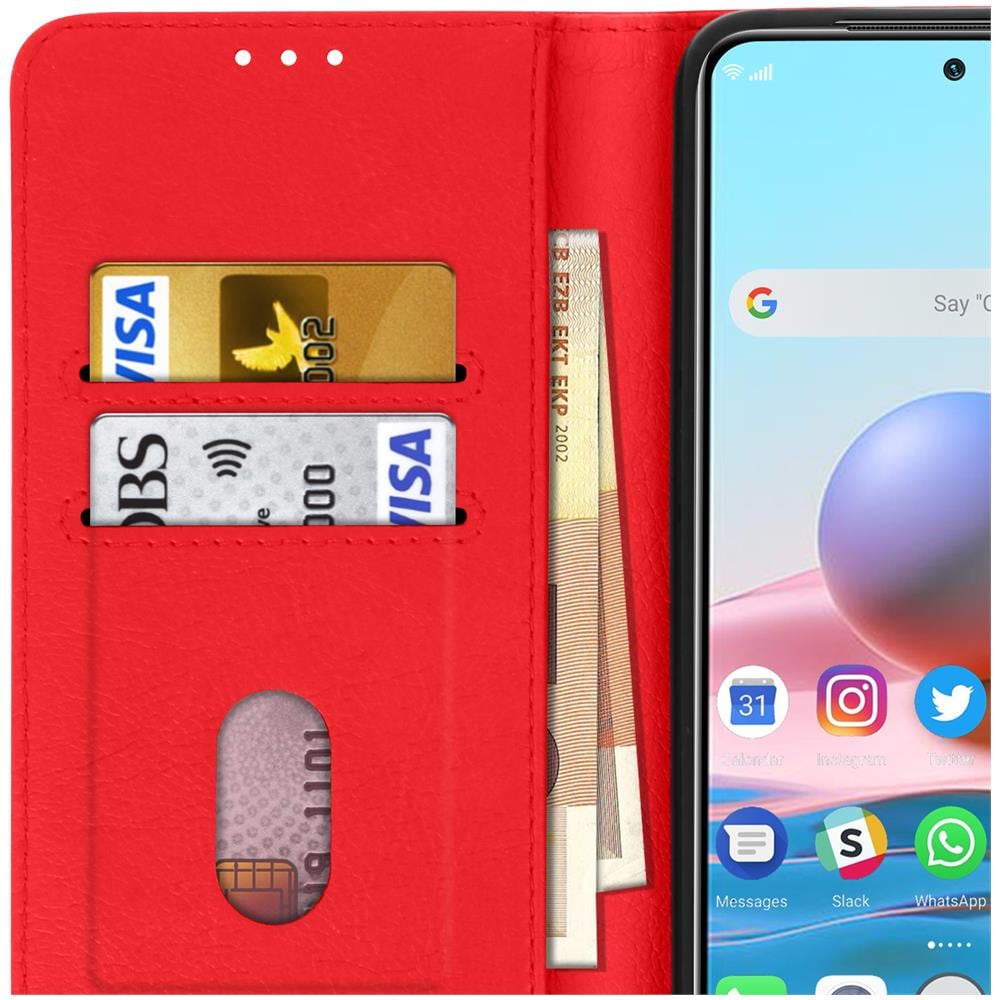 Custodia Per Xiaomi Redmi Note 10 Pro Con Portacarte E Funzione Supporto Rossa - Foto 2