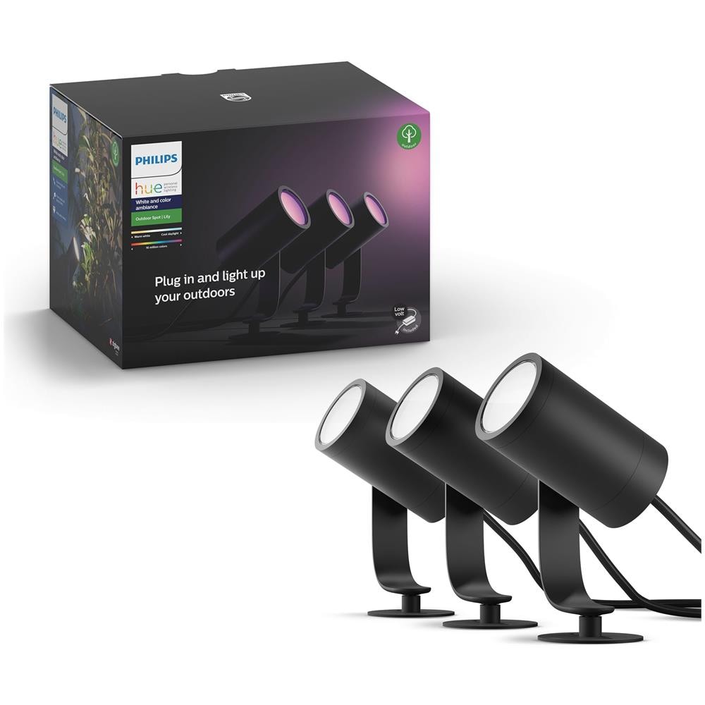 Lighting White and Color Lily Kit Base con 3 Faretti da Esterno Integrata, 8 W, Nero - Foto 3