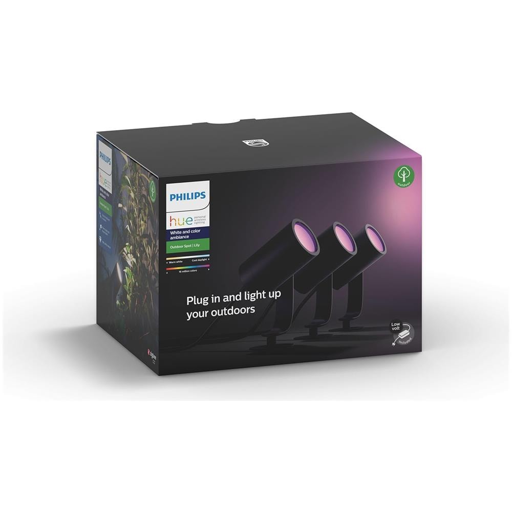 Lighting White and Color Lily Kit Base con 3 Faretti da Esterno Integrata, 8 W, Nero - Foto 2