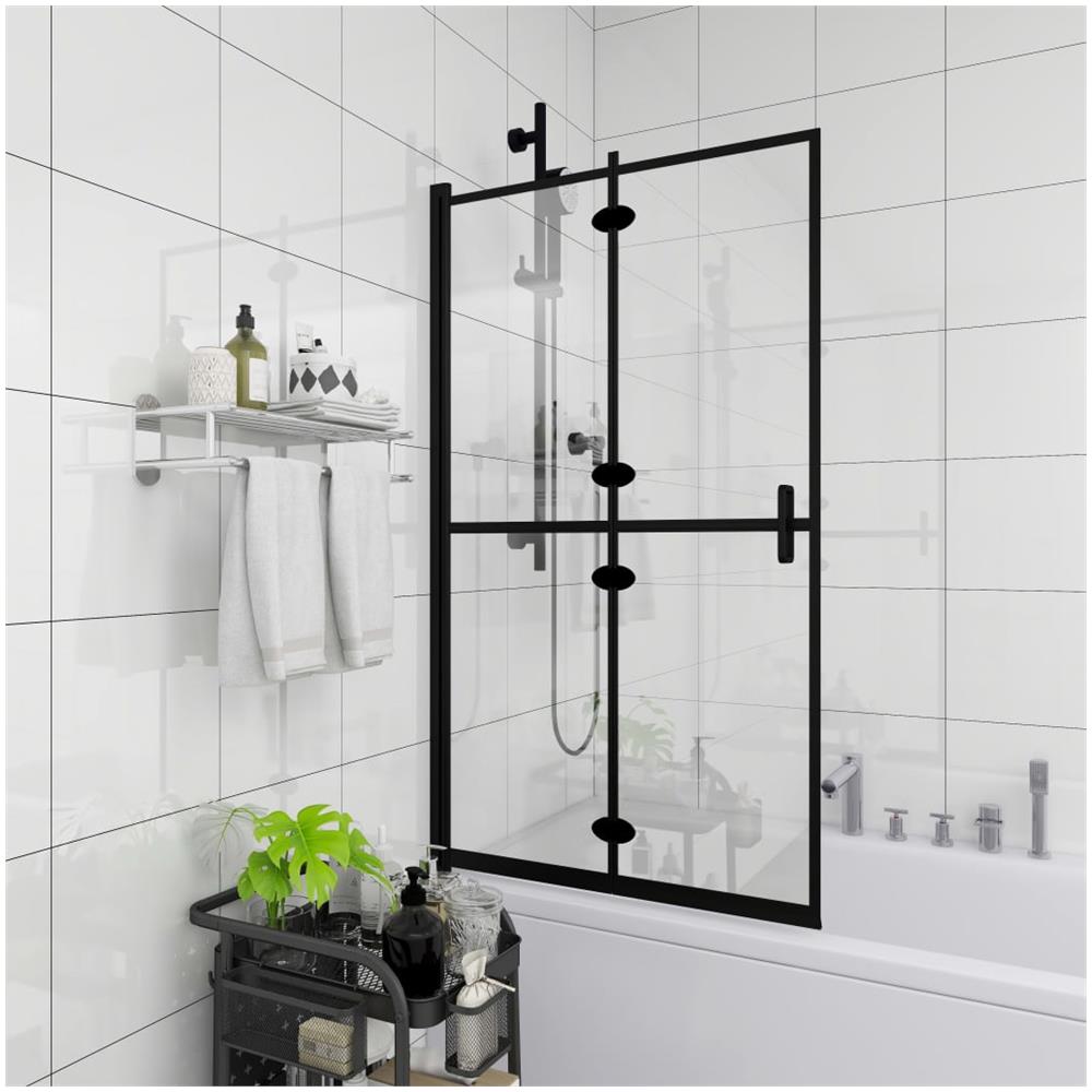 Pannello Doccia Pieghevole In Esg 100x140 Cm Nero - Foto 3