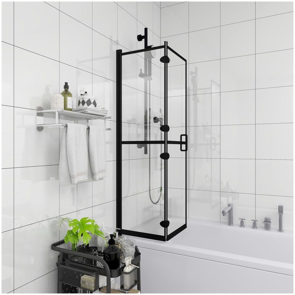 Pannello Doccia Pieghevole In Esg 100x140 Cm Nero - Foto 1