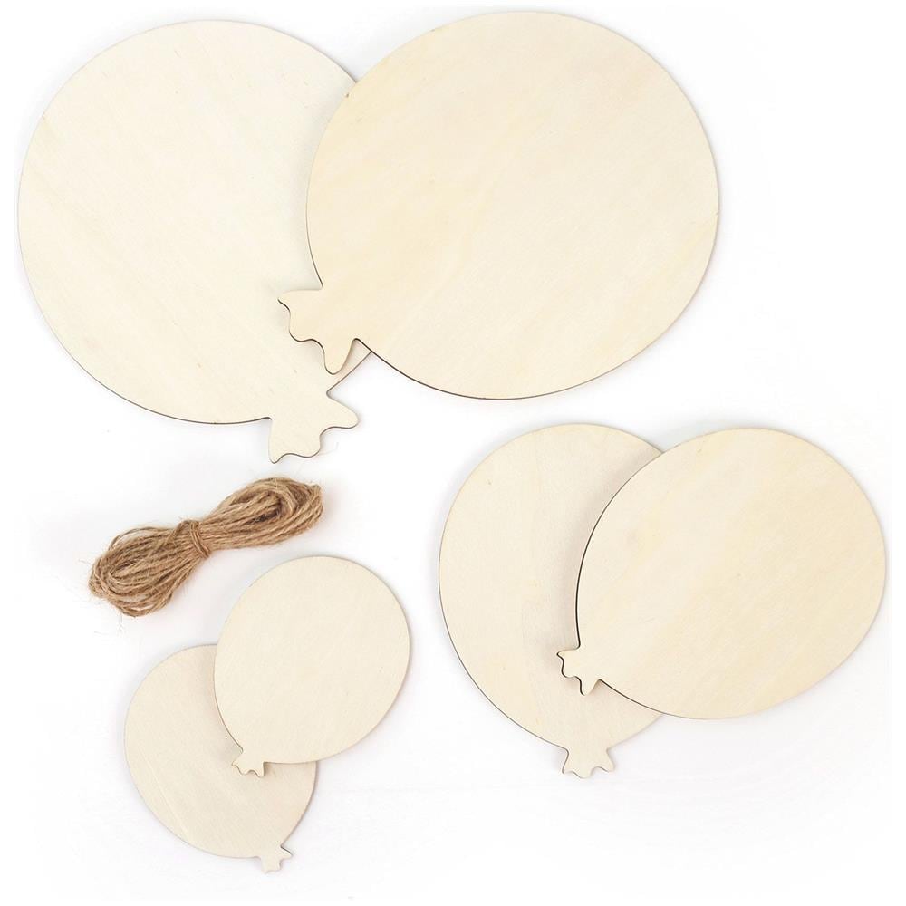 6 Palloncini In Legno + Filato Di Iuta - Foto 1