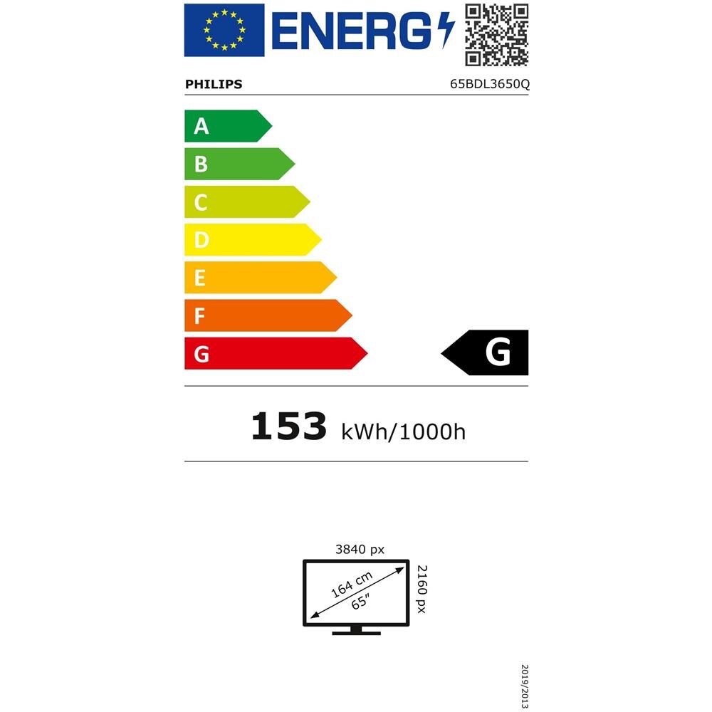 65BDL3650Q Pannello piatto per segnaletica digitale 165,1 cm (65") LCD Wi-Fi 400 cd /m² 4K Ultra HD Nero Processore integrato Android 10 18/7 - Foto 3