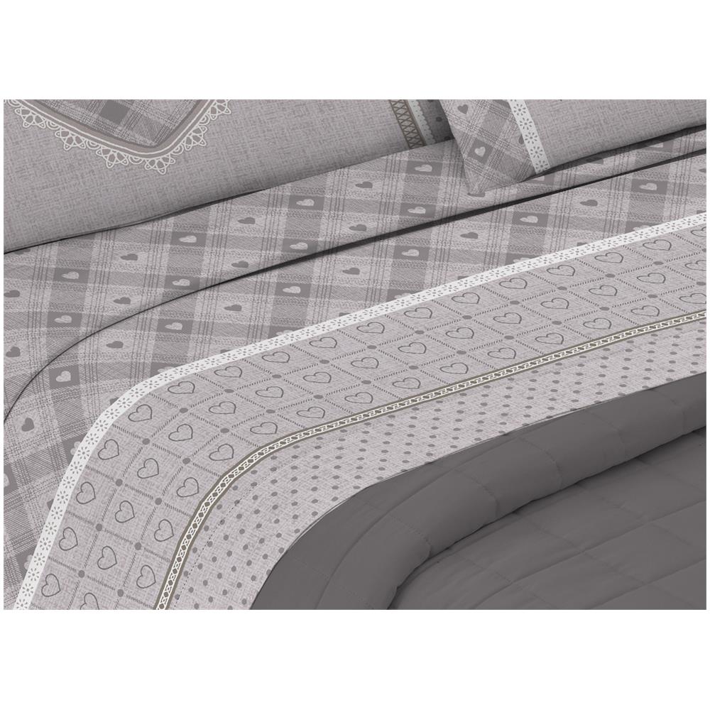 Completo Lenzuola Letto Pensieri Delicati 100% Cotone Dis.chalet Singolo Beige - Foto 5