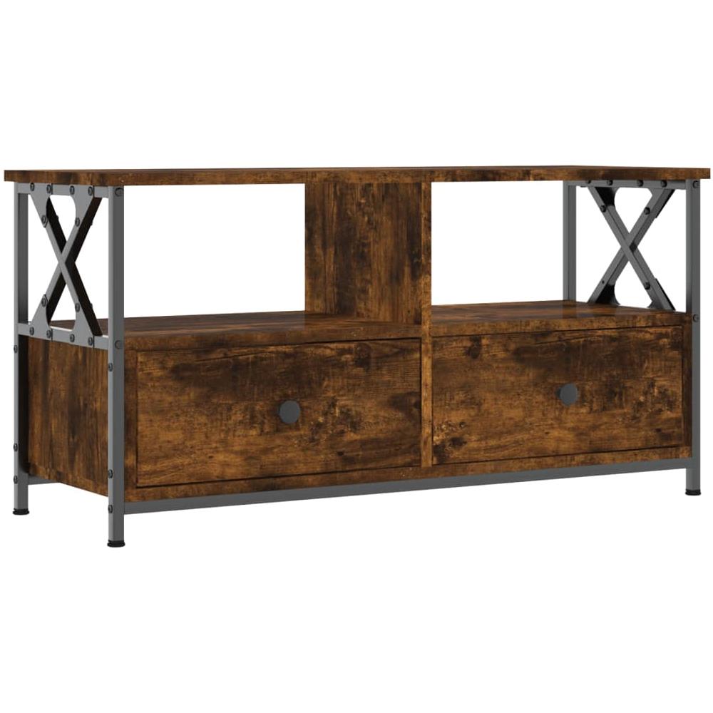 Mobile Tv Rovere Fumo 90x33x45 Cm In Legno Multistrato E Ferro - Foto 2
