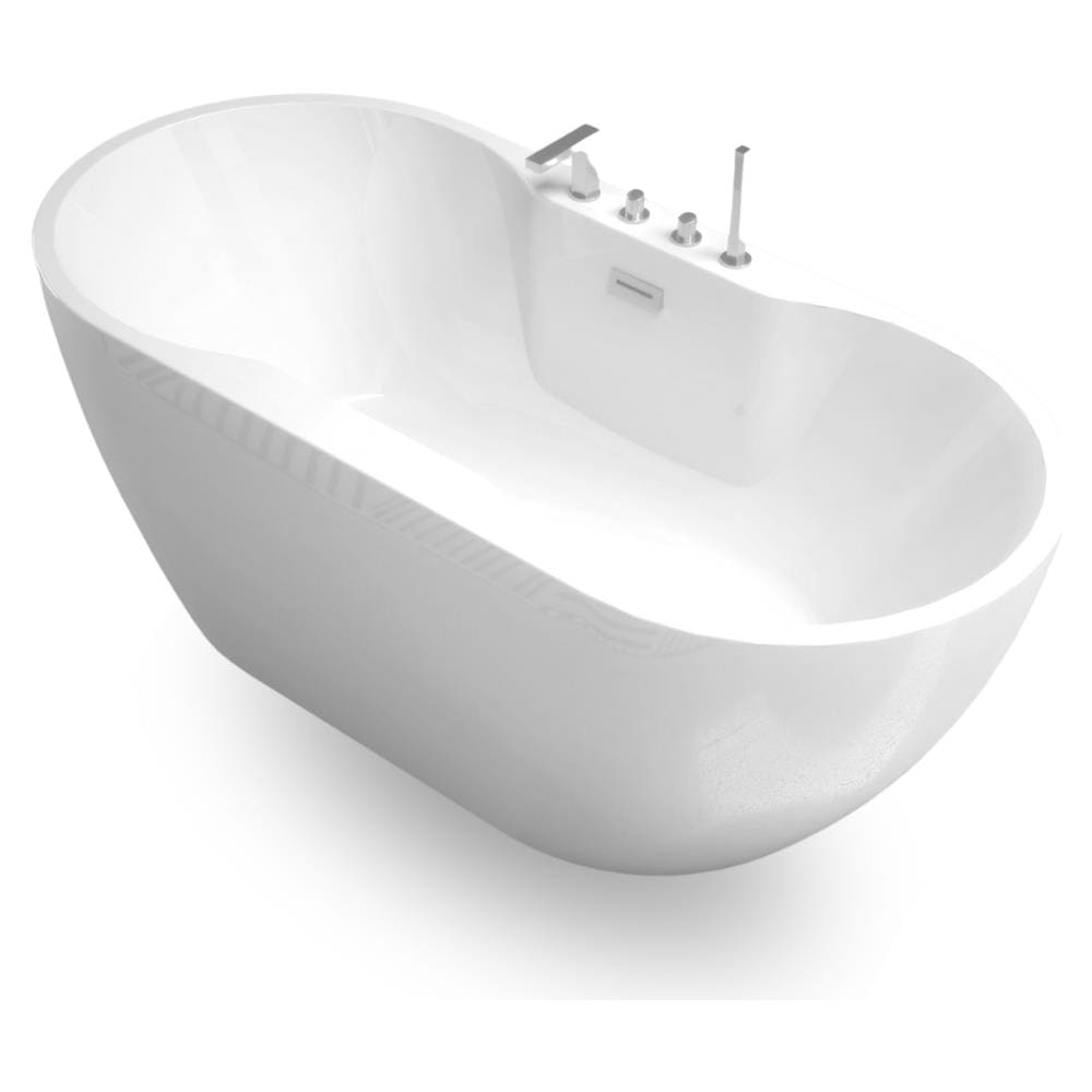 Vasca Da Bagno Free Standing Ovale Acrilico Bianco Lucido 3 Misure H 60 Cm *** Misure : 150x80x60 Cm - Foto 1