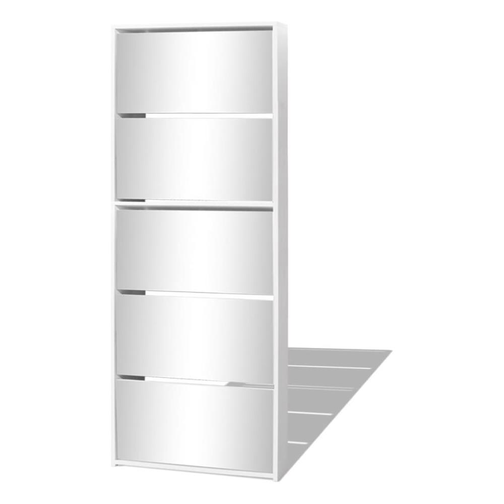 Scarpiera a 5 Strati con Specchio Bianca 63x17x169,5 cm - Foto 2