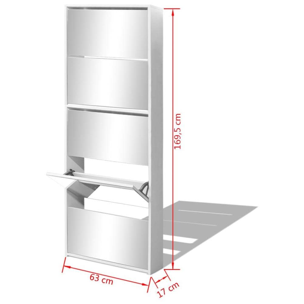 Scarpiera a 5 Strati con Specchio Bianca 63x17x169,5 cm - Foto 10