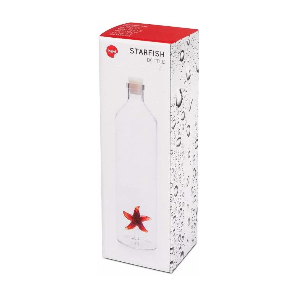 Bottiglia Starfish Bottiglia Da Acqua 1,2 L, Figura Fissata All'interno Tappo In Silicone, Vetro Borosilicato 30 Cm - Foto 3