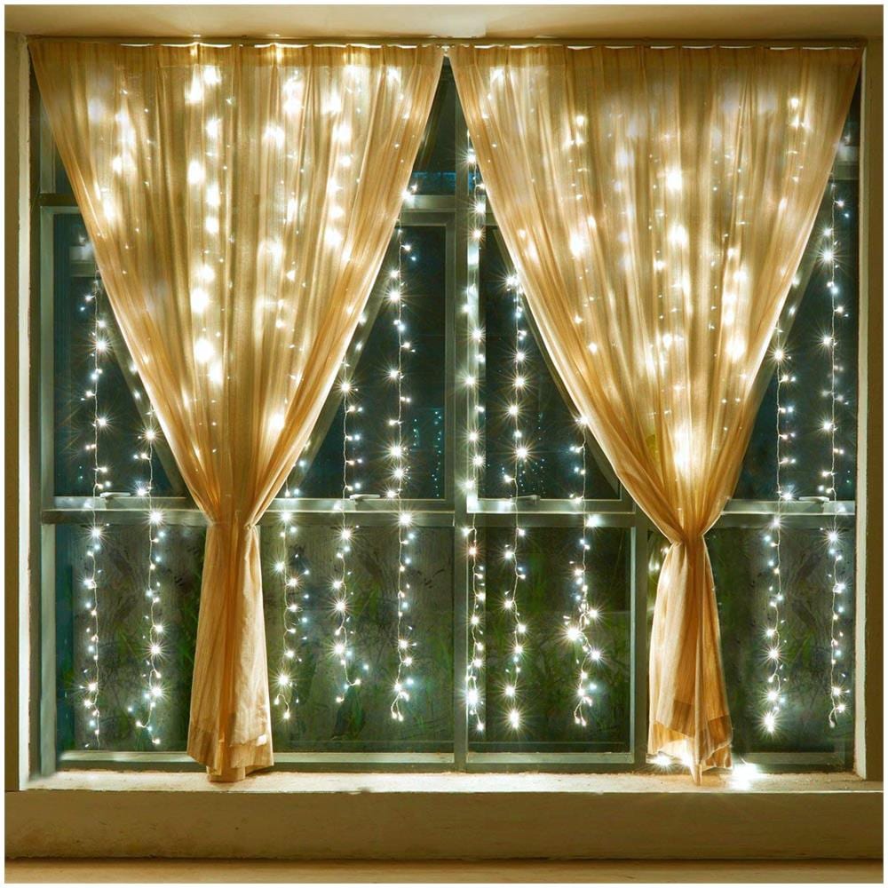 Cascata Luminose Per Finestra Balcone 6 X 3m 600er Led String Impermeabile 8 Modalit? Funzione Memoria Lucine Per Soggiorno Giardino Terrazza Tv Sfondo Cortile Ecc. - Bianco Caldo - Foto 1