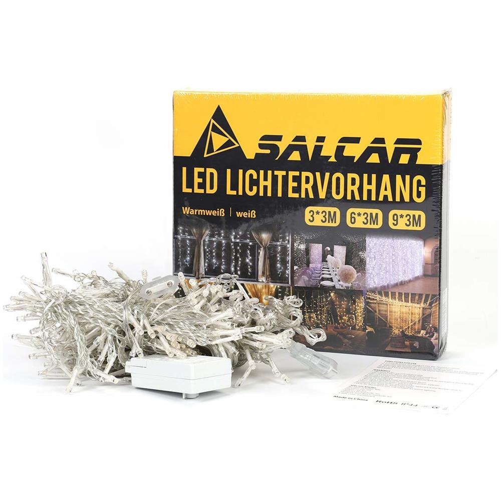 Cascata Luminose Per Finestra Balcone 6 X 3m 600er Led String Impermeabile 8 Modalit? Funzione Memoria Lucine Per Soggiorno Giardino Terrazza Tv Sfondo Cortile Ecc. - Bianco Caldo - Foto 3
