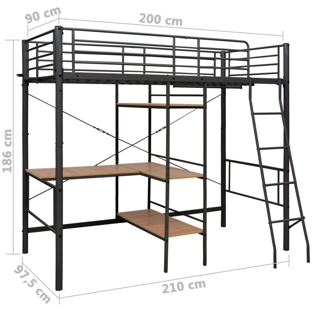 Letto A Castello Con Tavolino Nero In Metallo 90x200 Cm - Foto 7