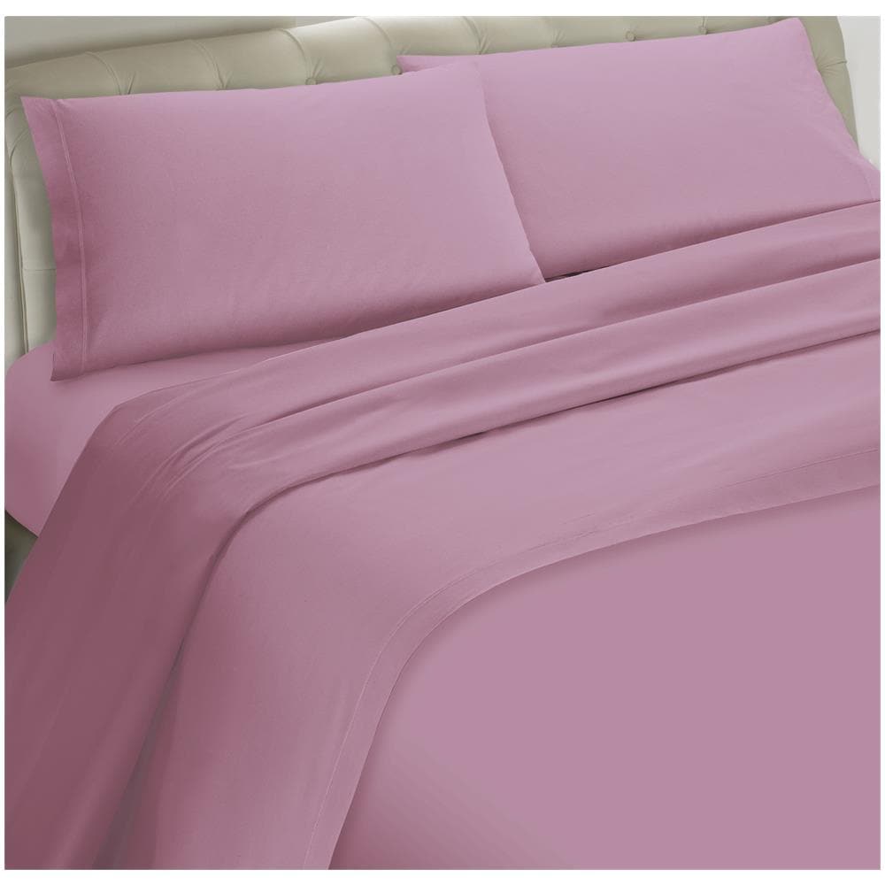 Set Completo Lenzuola 100% Microfibra - Singolo, Lenzuolo Sopra 150 X 290 Cm, Lenzuolo Sotto 80/90 X 190/200 X 25 Cm, 1 Federa 52 X 82 Cm - Lilla - Foto 1