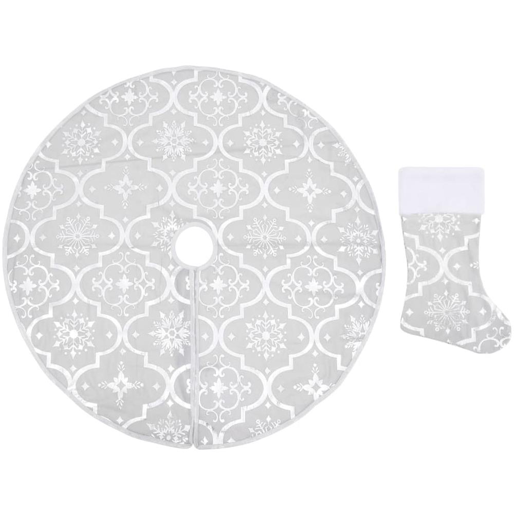 Gonna Albero Natale Raffinata Con Calza Bianca Tessuto 90 Cm - Foto 2