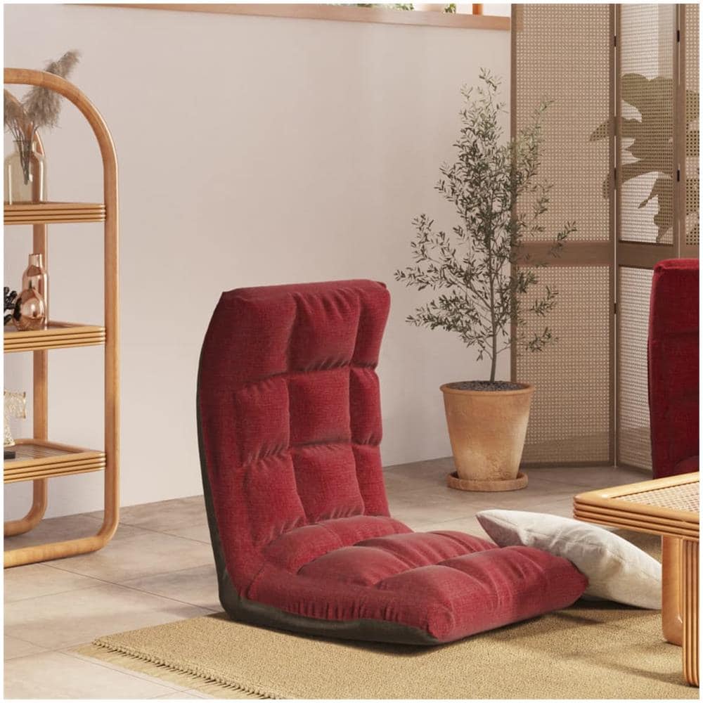 Sedia A Sdraio Da Terra Pieghevole Rosso Vino In Tessuto - Foto 1